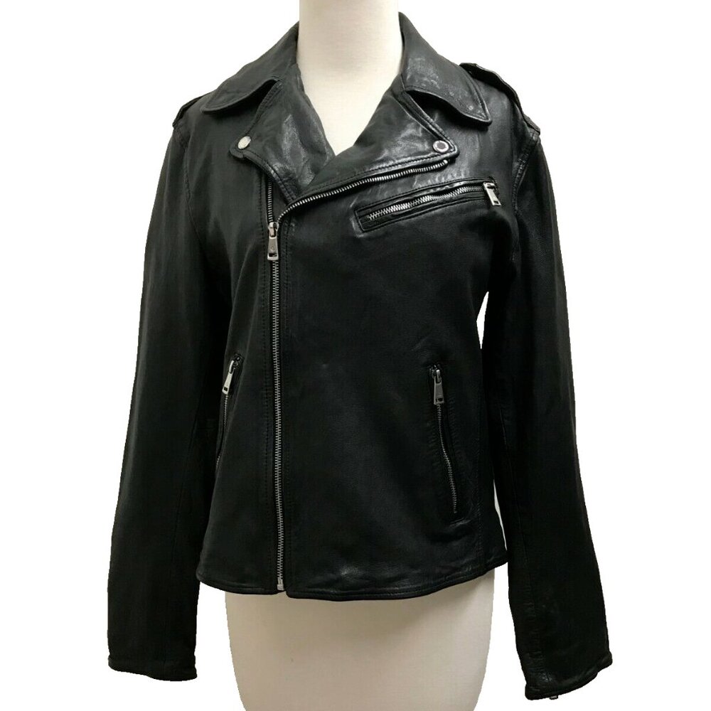 Lauren Ralph Lauren Leather Moto Biker Jacket